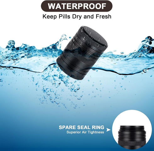 Metal Pill Box 2 Times a Day, Portable Daily 2 Compartment Pill Case, Waterproof Travel Aluminum Pill Holder for Fish