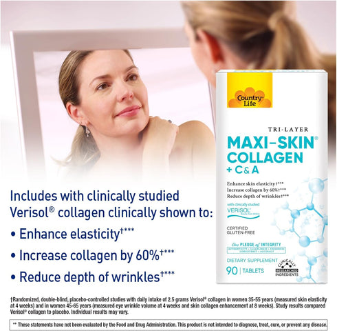Country Life Maxi-Skin Collagen with Vitamins C & A for Skin Health