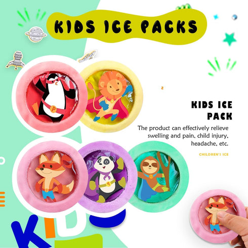 Kids Ice Pack, Hot or Cold Gel Cooling Pad, Reusable for Injuries, Medical Health, Swelling, Pain Relief (5 pcs)