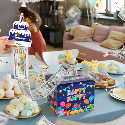 Lemicin 50 Set Birthday Money Box for Cash Surprise Gift Boxes Birthday Money Pull Box with Pull out Card
