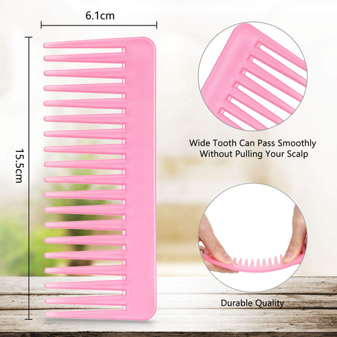 Large Hair Detangling Comb, Wide Tooth Comb for Curly Hair, Wet Dry Hair (Cyan, Pink)