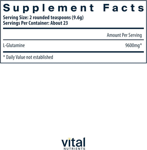 Vital Nutrients L-Glutamine Powder | 225g | Healthy Gastrointestinal Function, Non-GMO, Gluten & Dairy Free
