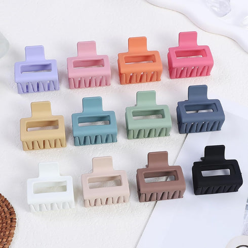 Sisiaipu 2 Inch Medium Hair Claw Clips, 12 Pcs Square Clips for Thin Hair
