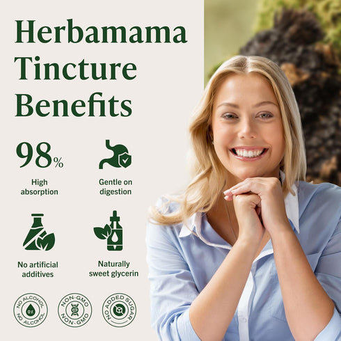 Immune Immunity 84-Day HERBAMAMA Chaga Mushroom Tincture - Vegan Support & Defense with Chaga Mushroom Extract Drops