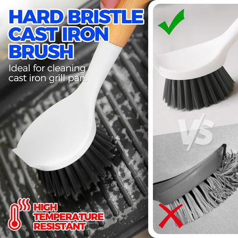 Holikme 3 Pack Dish Brush Set, Bamboo Handle Kitchen Scrub Brush for Cleaning Dish, Pot, Sink, and Stove