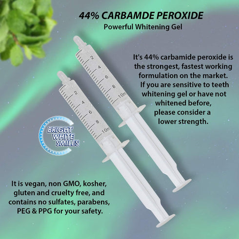 Bright White Smiles Wholesale Teeth Whitening Refill Gel Kit, 4 Syringes, 44% Carbamide Peroxide Bleaching Product