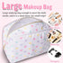 Nylon Large Makeup Bag, Travel Cosmetic Pouch, Waterproof Toiletry Bag for Women, Cute White-Heart Design