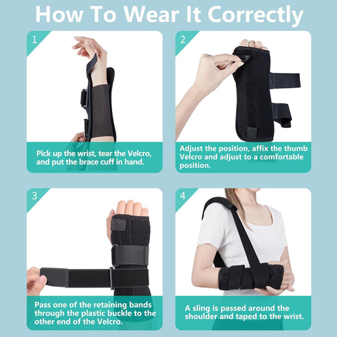 lefeke Carpal Tunnel Wrist Brace Night Support for Right Hand, Adjustable Hand Brace with Replaceable Splints, Pain