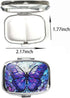 WATASAA 2-Compartment WATASSA Pill Box with Animal Style Mirror All-in-One Portable Medicine Organizer, Marble Pattern