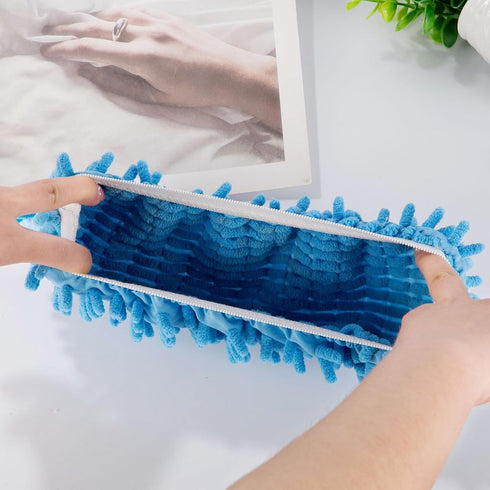 TOLUON 2Pcs Mop Slippers Shoe Covers,Soft Washable Dust Duster Slippers,Reusable Multi-Function Mop Socks Dust Hair