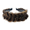TOECWEGR Wide Braid Messy Hair Hoop, Braided Headband for Women Fashion Accessories (Dark Brown Gold 68A)
