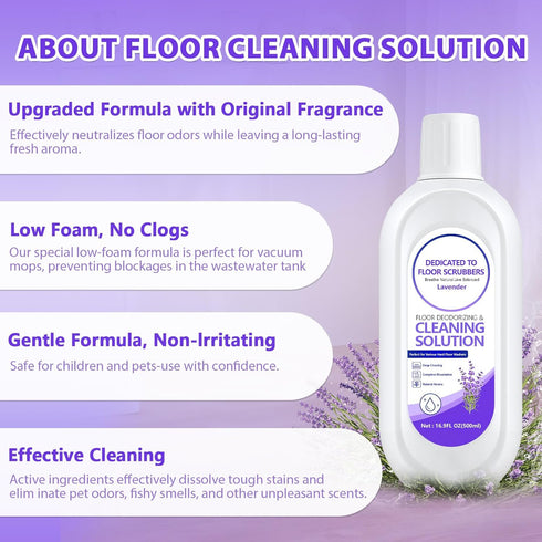 QKLYXEN (2 Floor Cleaning Solution Compatible with Tineco Lavender Floor Cleaner Long-Lasting, Fresh & Crisp Scent