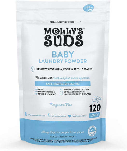 Molly's Suds Baby Laundry Detergent Powder | Removes Formula, Poop & Spit-Up Stains | Extra Gentle for Newborns