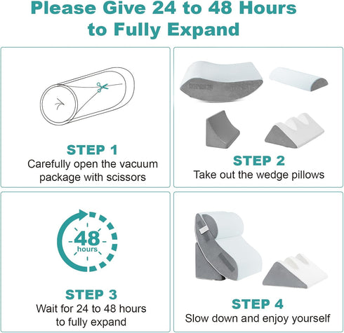Set 4PCS, 20" Hansleep Bed Wedge Pillow for After Surgery Post Surgery Pillow for Sleep Apnea and Acid Reflux Relief