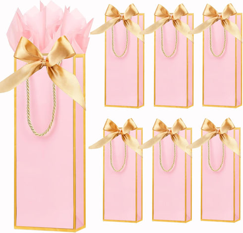 ZJHiome 6 Pack Wine Gift Bags with Tissue Paper Wine Bottle Paper Bags
