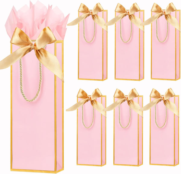 ZJHiome 6 Pack Wine Gift Bags with Tissue Paper Wine Bottle Paper Bags