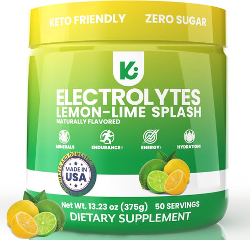 Keppi Keto Electrolytes Powder - No Sugar, Zero Carbs, Made in USA - Advanced Hydration & Recovery - Lemon Lime Flavor