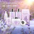 Home Spa Gift Basket for Women - Lavender Bath Set, Aromatherapy Kit with Shower Gel, Shampoo, Body Oil, Bath Bomb,