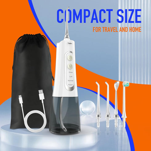 Portable Cordless Water Flosser, Rechargeable Dental Flosser with 1500 mAh Battery, 4 Modes