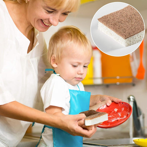 10PCS Natural Biodegradable Sponges for Dishes - Eco-Friendly Non-Scratch Kitchen Cleaning Sponge