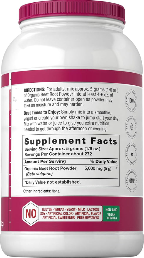 Horbaeach Organic Beet Root Powder, 3lb Bulk Supplement, Raw Superfood, Vegan, Non-GMO, Gluten Free