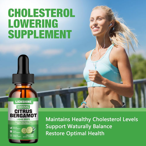 lickshine 2 Pack 3000mg Immune 4 Oz Citrus Bergamot Liquid Drops - High Absorption - Cholesterol Lowering Supplement