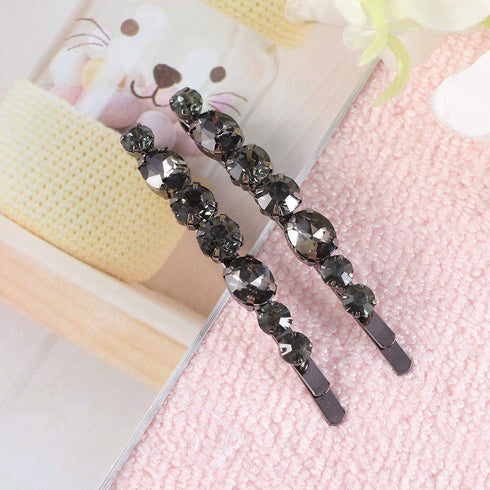 Lurrose 2pcs Crystal Bobby Pins, Clear Rhinestone Decorative Hair Pin Bridal Headpieces