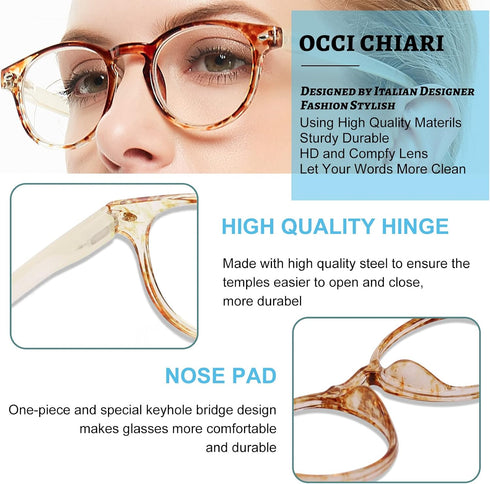 OCCI CHIARI 1.75 Reading Glasses for Women - Magnification Women's Readers 175 (1.0 to 6.0 Magnification Options)