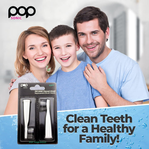 Pop Sonic Replacement Toothbrush Heads (Pack of 2) - Super Soft Dupont Tynex Nylon Bristles for Go Sonic.