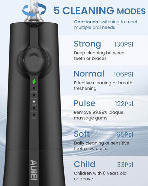 Water Flosser Teeth Pick: 9 Jet Tips Cordless Oral Irrigator with 300ML, 5 Modes Portable Power Dental Flossers, IPX7