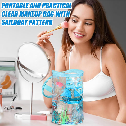 Sanwuta Clear Lotion Toiletry Bag | Travel Makeup Case Waterproof PVC Cosmetic Bag with Handle Zipper, Portable