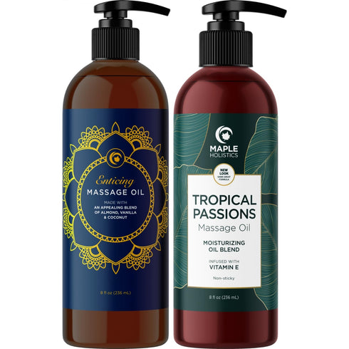 Luxurious Vanilla & Tropical Passions Massage Oil Set - Aromatherapy Full Body