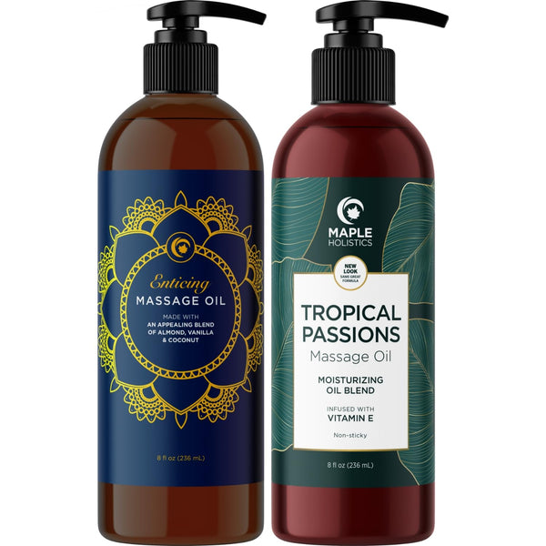 Luxurious Vanilla & Tropical Passions Massage Oil Set - Aromatherapy Full Body