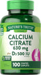Calcium Citrate with Vitamin D3 | 100 Caplets | Non-GMO, Gluten Free Supplement by Nature's Truth