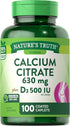 Calcium Citrate with Vitamin D3 | 100 Caplets | Non-GMO, Gluten Free Supplement by Nature's Truth