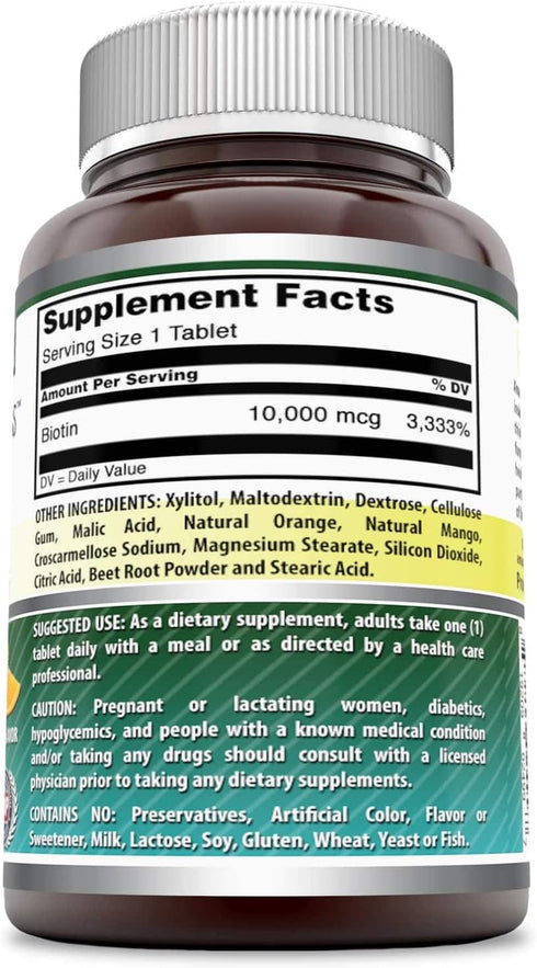 Amazing Formulas Biotin Fast Dissolving 10000MCG 60 Tablets Supplement | Citrus Flavor | Non-GMO | Gluten Free | Made in USA