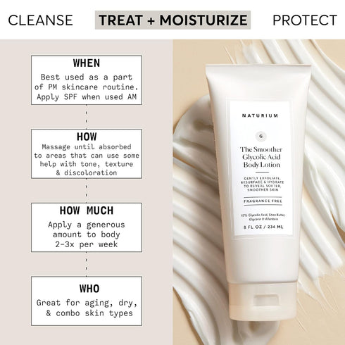 Naturium The Smoother Glycolic Acid Body Lotion, 10% Glycolic Acid, Resurfacing & Exfoliating Treatment, 8 oz