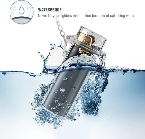 SOMGEM 2 Pack Waterproof Keychain Lighter Case for Classic Lighter J6, EDC Lighter Holder Sleeve for Regular Lighter,