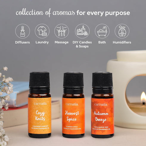 Set Pack 6 Cozy, Carnatia Fall Whispers Aroma Oil - of | Nostalgic Scents for Diffusers | Embrace Autumns Warmth