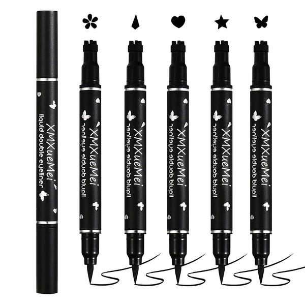 Double Side Liquid Winged Eyeliner Stamp, Smudge Proof Waterproof Pen Set (5PCS)