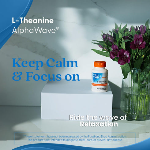Doctor's Best L-Theanine AlphaWave, Supports Relaxation and Mental Clarity, 60 Veggie Capsules