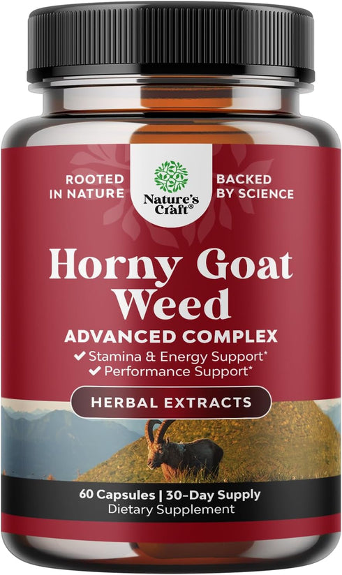 Horny Goat Weed Extract Complex - 30 Servings with Tribulus, Saw Palmetto, L Arginine, Tongkat Ali & Maca Root for
