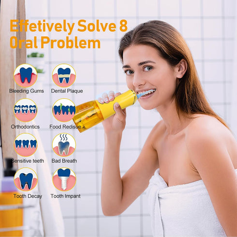 Water Dental Flosser for Teeth Cleaning, Rechargeable Cordless Oral Irrigator, 4 Modes, 6 Tips, IPX7 Waterproof,