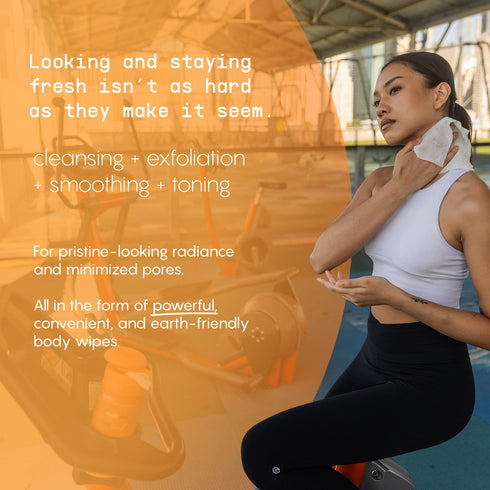 Refresh Body Wipes for Women - Cleansing Large Wash Cloth - Extra Thick & Moist - Armpit Sweat Cloths for Body Odor