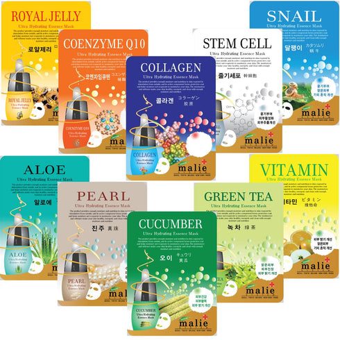 OBS Lab 10 Pcs-Combo Ultra Hydrating Essence Mask, Korean Facial Mask Sheet for Moisturizing Skincare