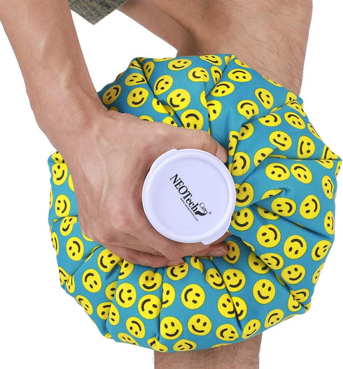 NeoTech Care Ice Bag Screw Top Fillable Reusable Smiley Face Design, 11 inch