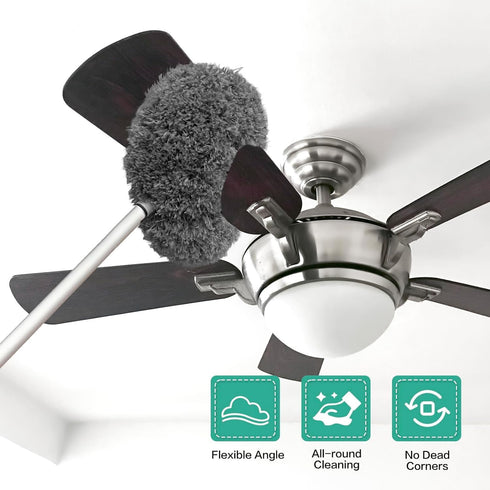 Washable Ceiling Fan Cleaner, 13 to 50 Inch Microfiber Duster with Telescoping Extension Pole (Gray)