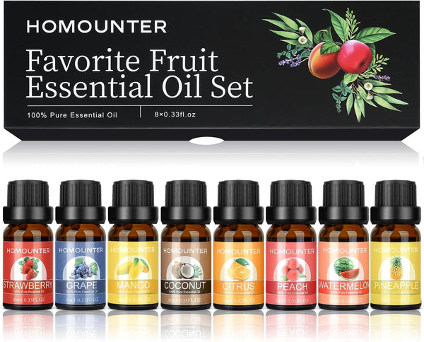 Fruit Essential Oil for Diffusers, Natural Fruity Fragrance Oil for Candle & Soap Making - 8 Pack, 10ML