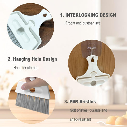NBGYTECH Set Set Mini Dustpan Brush Small Dustpan Broom Combo for Table Mini Dust pan with Brush Tiny Cleaning Sweeper