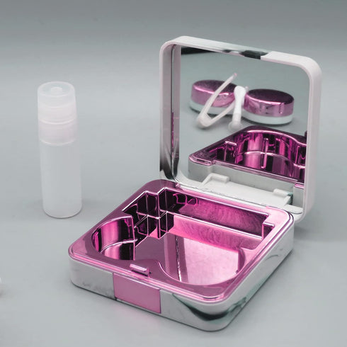 Portable Contact Lens Case, Cute Eye Contacts Applicator Remover Tool Kit with Mirror and Solution Bottle for Travel